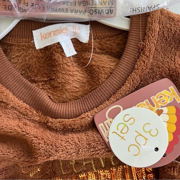 NEW Kensie Girl Fall Autumn Set Sweatshirt, leggings, headband Girls SIZE 4 - Picture 4 of 6